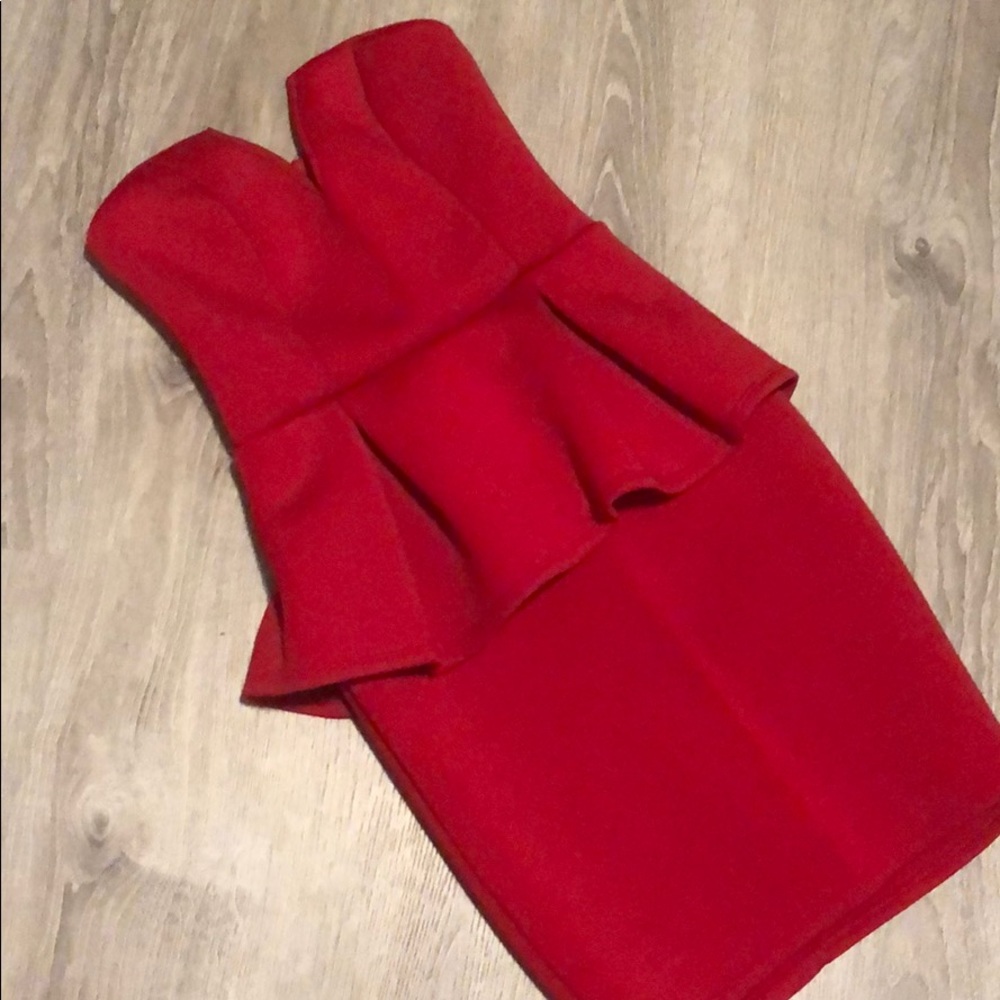 Red peplum dress